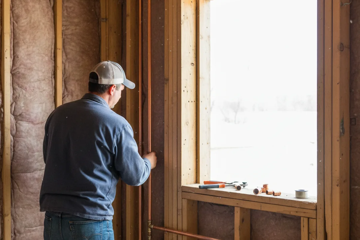 Licensed plumber running new copper supply lines in a Fond Du Lac home
