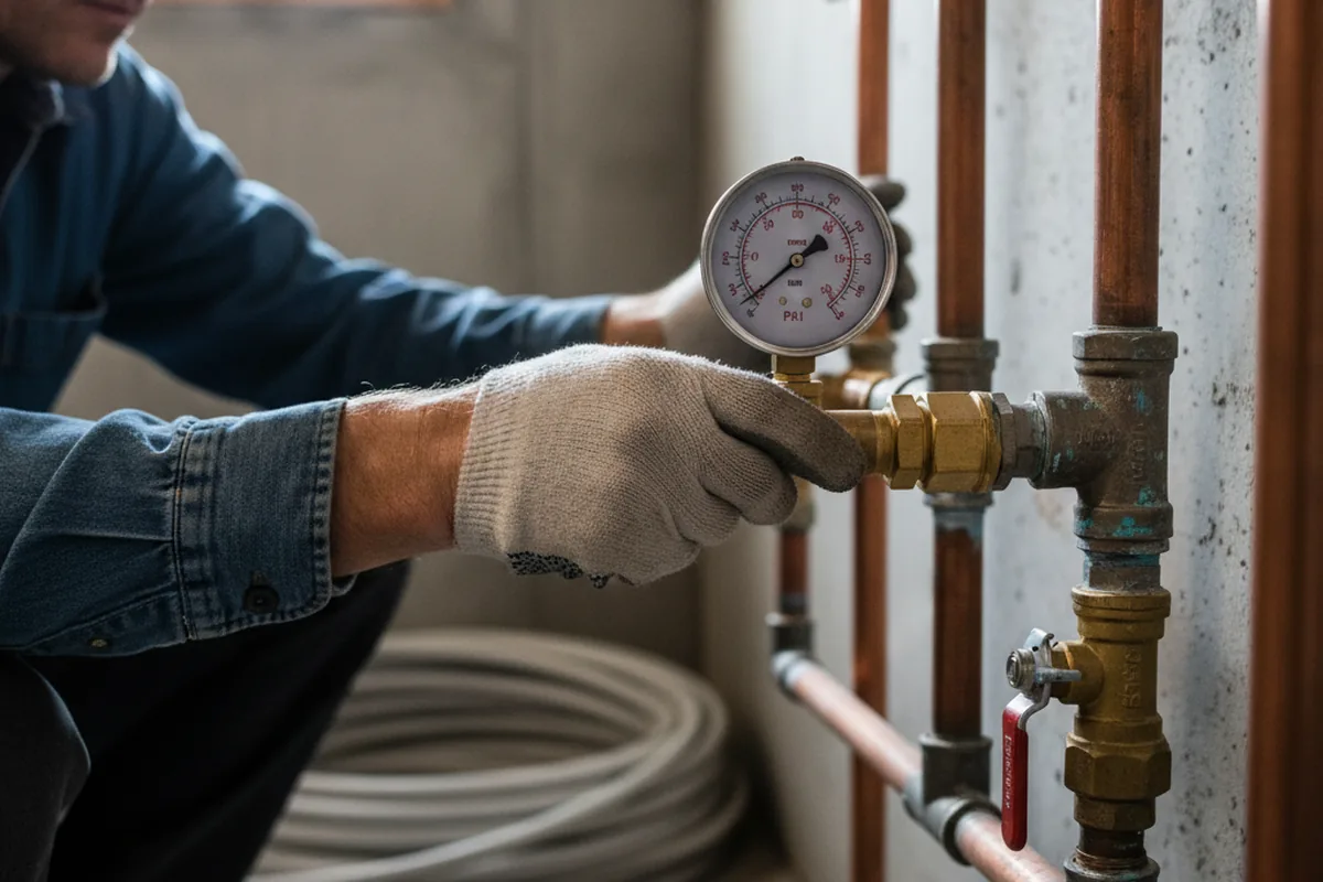 Pressure testing a repaired line during Water Line Repair in Fond Du Lac